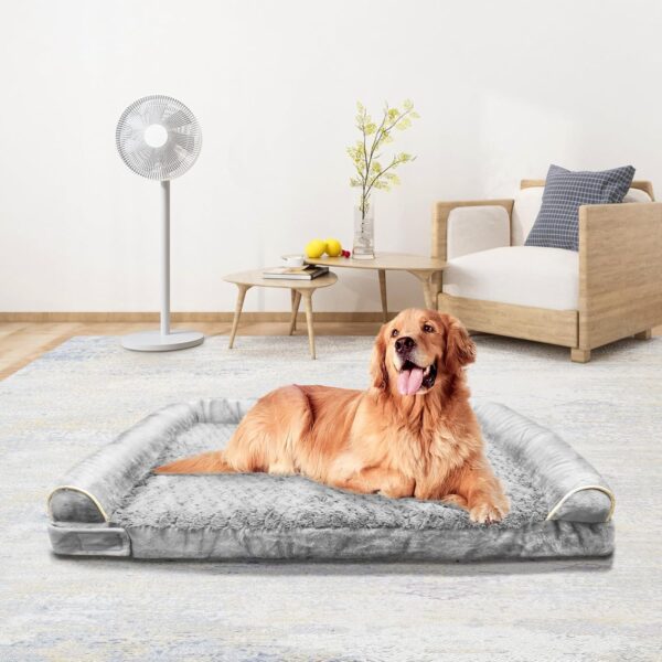 Orthopedic Dog Bed, Extra Large with Memory Foam, Waterproof & Washable Cover (36 in, Grey)