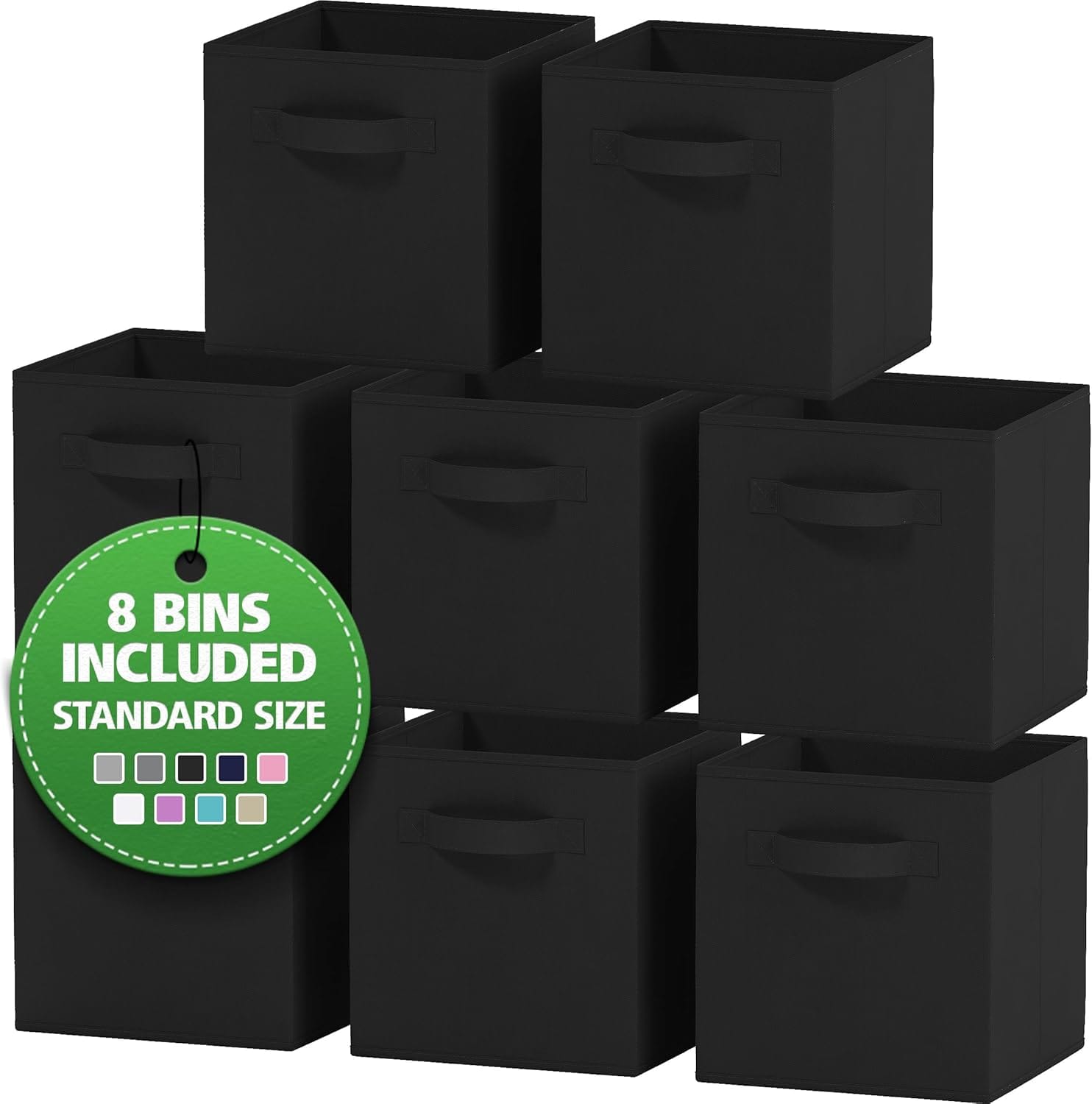 Set of 8 Foldable Fabric Storage Cube Bins | Collapsible Cloth Organizer Baskets Containers | Folding Nursery Closet Drawer | Features Dual Handles | Beautiful Colors Available (Black) Set of 8 Foldable Fabric Storage Cube Bins | Collapsible Cloth Organizer Baskets Containers | Folding Nursery Closet Drawer | Features Dual Handles | Beautiful Colors Available (Black)