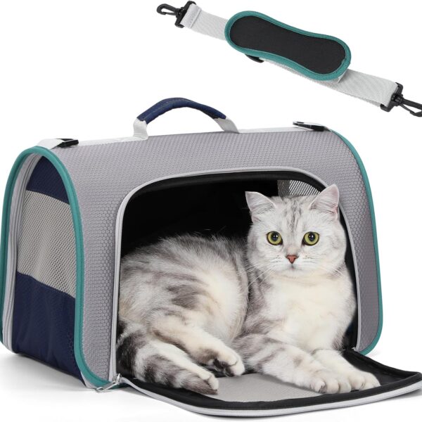 A4Pet Cat Carriers Dog Carrier Pet Carrier, TSA Airline Approved Small Dog Carrier for Cats Dogs Puppies (Up to 15lbs), Washable Soft-Sided Collapsible Travel Puppy Carrier