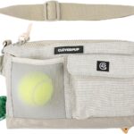 Dog Walk & Train Sling Bag - Hands-Free 2-In-1 Treat Pouch, Poop Bag Holder, Clicker, Phone Pocket - Crossbody/Fanny Pack, Adjustable Strap - Sand