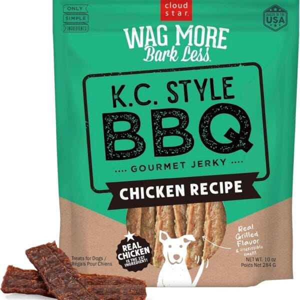 Cloud Star Wag More Bark Less Jerky Grain Free Dog Treats, Kansas City BBQ Chicken, 10 oz. Pouch