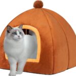 Cat Bed Cave for Indoor Cats,Cat House Tent Bed with Removable Washable Cushioned Pillow, 2-in-1 Kitten Beds for Indoor Kittens,Pet Bed