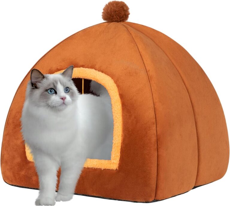 Cat Bed Cave for Indoor Cats,Cat House Tent Bed with Removable Washable Cushioned Pillow, 2-in-1 Kitten Beds for Indoor Kittens,Pet Bed