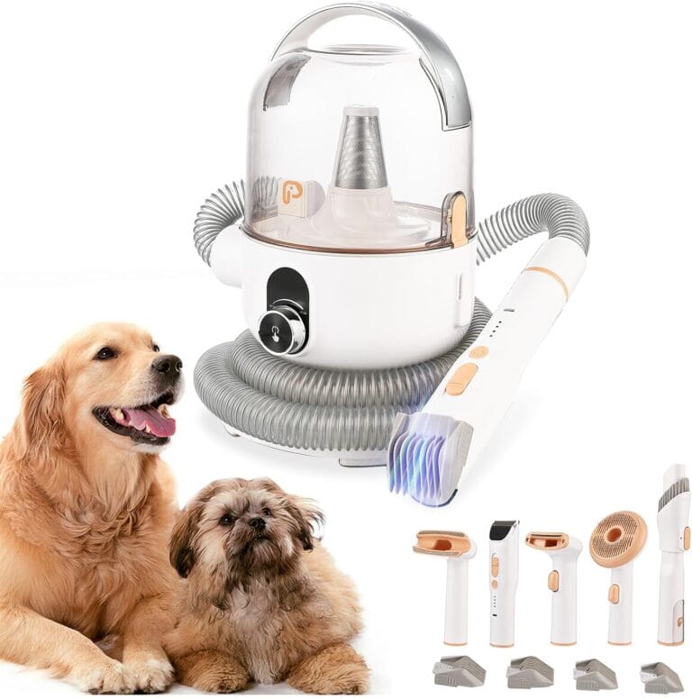Towallmark Dog Grooming Vacuum Kit, 11Kpa Suction Power Pet Hair Vacuum for Shedding Grooming with 2L Large Capacity Hair Storage, 5 Professional Pet Grooming Tools for Dogs Cats