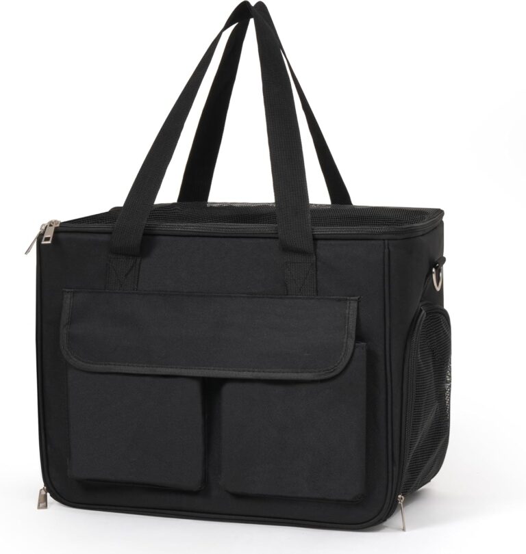 Cat & Dog Carrier for Pets Up to 15 Lbs, Airline Approved Soft-Sided Collapsible Pet Carrier for Cats & Dogs, Cat Carrier with Breathable Mesh, Padded Interior  Ideal for Car Rides, Daily Use(Black)