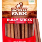 Natural Farm Odor Free Bully Sticks (4 Inch, 10 Pack) for Small & Medium Dogs - 100% Beef Chews for Pups, Non-GMO, Grain-Free, Fully Digestible Long Lasting Dog Treats
