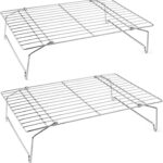 P&P CHEF Cooling Rack Set of 2, 2-Tier Stackable Stainless Steel Wire Racks for Baking Cooking Cooling Roasting, Collapsible & Heavy Duty, Oven Safe & Easy Clean, 15" x 10", Silver