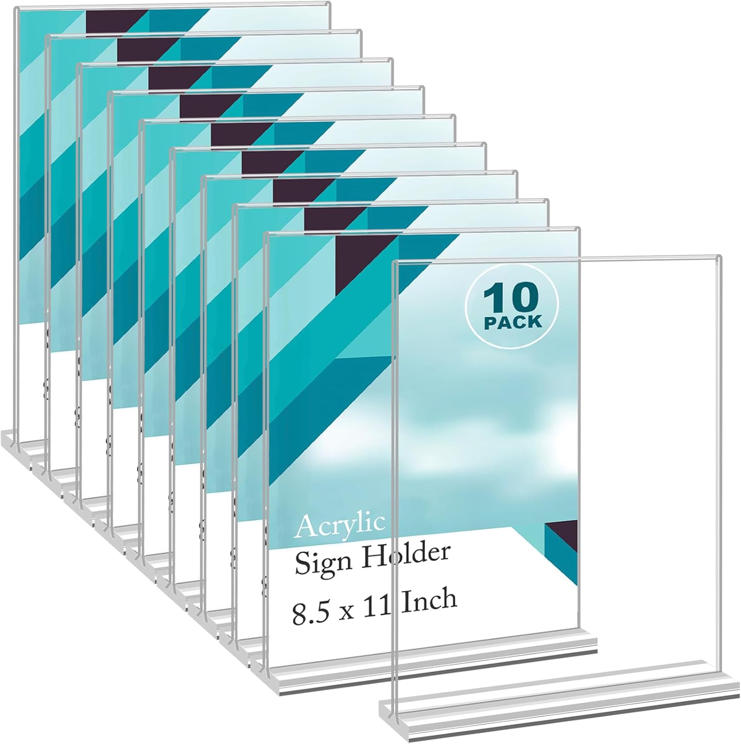 EHWINE Acrylic Sign Holder 8.5 x 11, 10 Pack Double-Sided Stand up Table Top Sign Holders, Clear Acrylic Picture Frame Menu Flyer Paper Holder Display Stand for Office Business Store Wedding Party EHWINE Acrylic Sign Holder 8.5 x 11, 10 Pack Double-Sided Stand up Table Top Sign Holders, Clear Acrylic Picture Frame Menu Flyer Paper Holder Display Stand for Office Business Store Wedding Party
