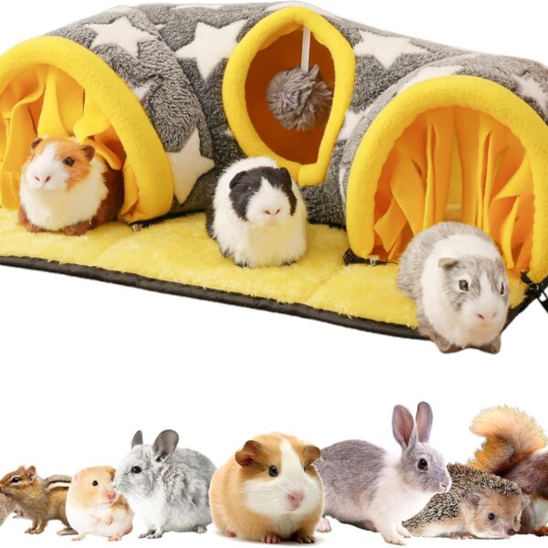 Avont Guinea Pig Hideout Tunnel, Hideaway Play Tube Toys Mat for Small Animal Dwarf Rabbits Chinchillas Hamsters Hedgehogs Ferrets Bearded Dragons and Rats -Star