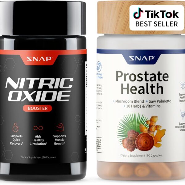 Snap Supplements Prostate Health & Nitric Oxide Supplement Bundle for Men, 90 Vegetarian Capsules Each