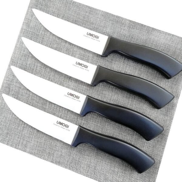 Ceramic Steak Knife Set of 4 with Sheath in Gift Box, Large Size - Healthy Stain Resistant & Rust Proof Dishwasher Safe - Utility Knife Great for Cutting Meat Tomatoes Vegetable Fruits BBQ