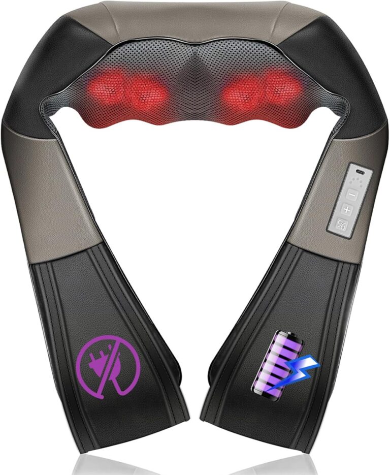 JQX Cordless Shiatsu Neck & Back Massager with 3D Kneading - 5 Speed Adjustable Deep Tissue Therapy for Shoulders/Arms/Legs, Home/Office/Car Use, Rechargeable Mothers Day Gifts (Black)