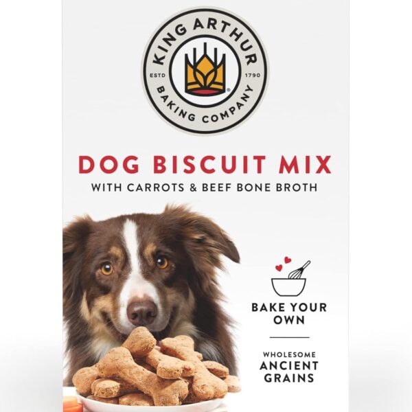 King Arthur Dog Biscuit Mix, Beef Bone Broth & Carrot, Homemade Dog Treats, 12oz
