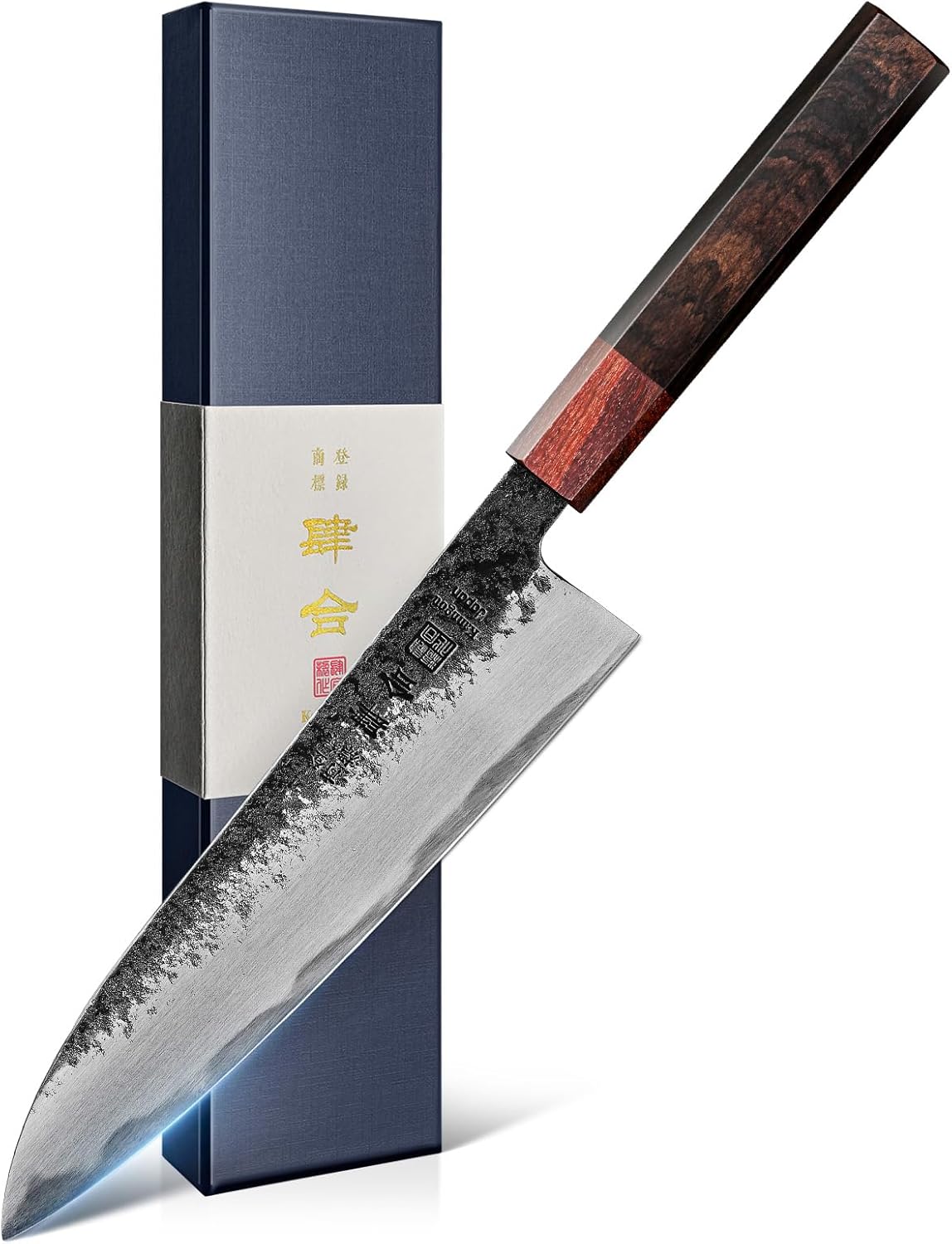 8.27 Inch Japanese Chef Knife, 210MM Black Forged Japanese Knife with Red Sandalwood and Eboy Wood Handle, Gyuto Chefs Knives with Premium Gift Box (WA Series) 8.27 Inch Japanese Chef Knife, 210MM Black Forged Japanese Knife with Red Sandalwood and Eboy Wood Handle, Gyuto Chefs Knives with Premium Gift Box (WA Series)