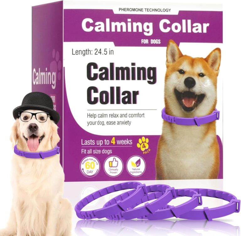 Calming Collar for Dogs 4-Packs, Pheromone Collar for Dog, Relief Anxiety Stress Separation Lasts 60 Days, 25 Inches Size Flexible Adjustable, for All Small, Medium, and Large Dogs Purple