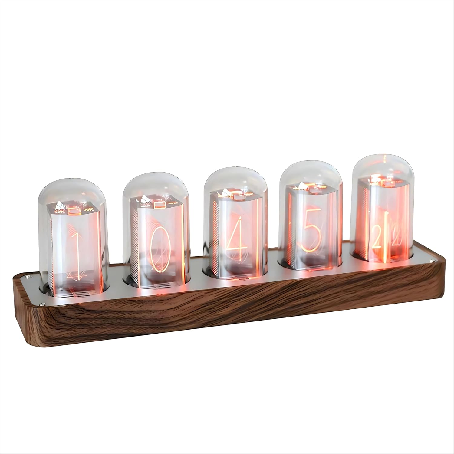 Nixie Tube Clock with Wi-Fi SYNC, Alarm & Timer, 12/24H Display, No Assembly Required - A Retro Gift for Friends (Wood Grain) Nixie Tube Clock with Wi-Fi SYNC, Alarm & Timer, 12/24H Display, No Assembly Required - A Retro Gift for Friends (Wood Grain)
