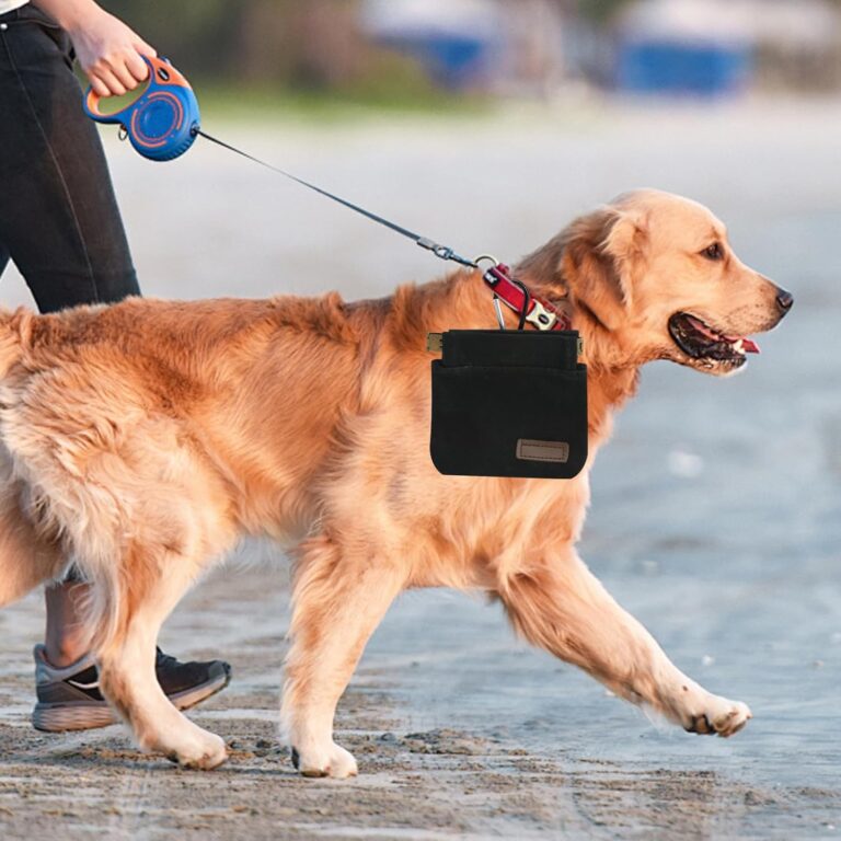 Dog Treat Pouch, Pocket Sized Pet Training Pouch, Self-Closing Pet Feed Snack Reward, for Puppy Travel or Outdoor Use,black