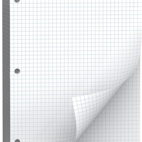 Loose Leaf Graph paper 8 x 10.5, Graph Ruled Paper, 3 Hole Punched Paper, 4 x 4 Quad Ruled Graph Paper, 10-1/2" x 8" Filler Paper Notebook Paper, 120 Sheets Graphing Paper for Business Home School