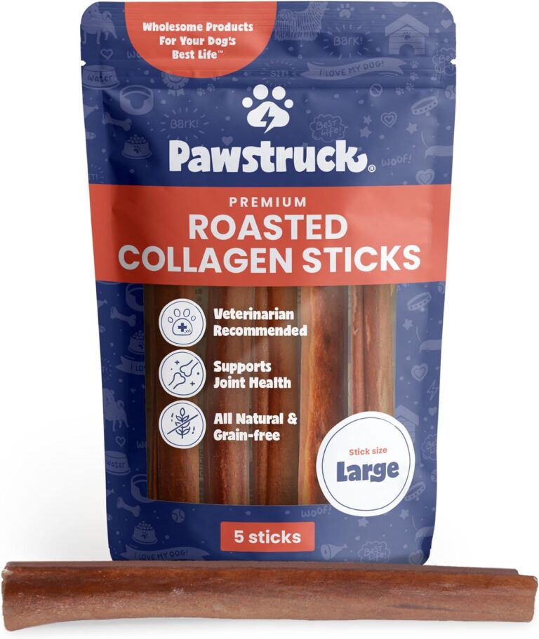 Pawstruck All Natural 11-12" Roasted Collagen Sticks for Dogs  Low Odor & Long-Lasting Bully Stick & Rawhide Alternative, Single Ingredient, Vet Approved  5 Pack