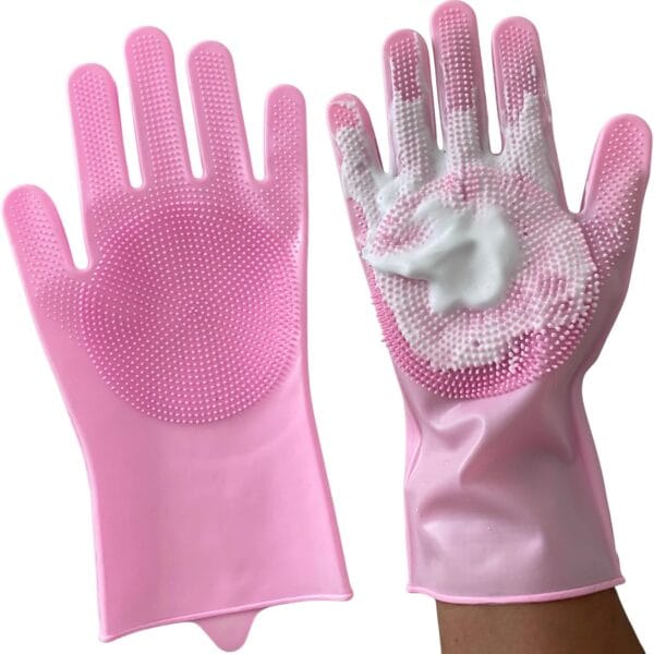 Grooming Gloves for Cats & Dogs - Pet Hair Removal Glove, Silicone Brush for Dog or Cat Washing, Puppy Bath Supplies for Shedding Cleaning Bathing & Massage, Fur Remover Mitt, Shower Shampoo Scrub