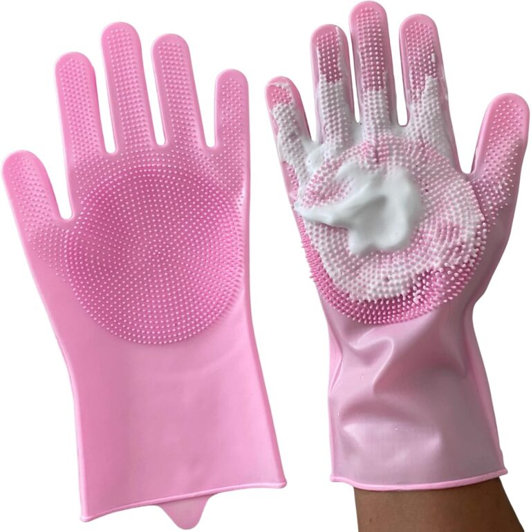 Grooming Gloves for Cats & Dogs - Pet Hair Removal Glove, Silicone Brush for Dog or Cat Washing, Puppy Bath Supplies for Shedding Cleaning Bathing & Massage, Fur Remover Mitt, Shower Shampoo Scrub