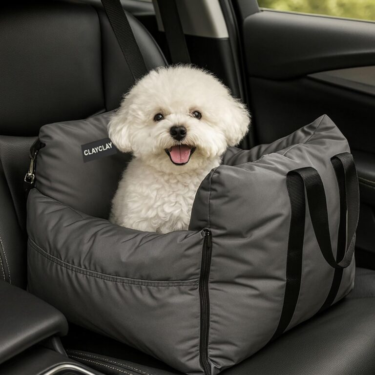 Dog Car Seat for Small Dogs - Soft Booster Seat with Safety Strap, Waterproof & Washable Pet Travel Carrier Bed, Portable Puppy Carseat with Storage for Car Travel Comfort