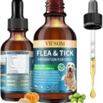 Natural Flea and Tick Prevention for Dogs, Oral Herbal Dog Flea and Tick Treatment Drops with Pumpkin Seed & Black Walnut for Dogs, Skin & Coat Care - Digestive & Immune for All Breeds and Ages, 60ml