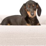 PETMAKER Orthopedic Pet Bed - 26in Small Dog Bed with Supportive Bolster, Nonslip Bottom, and Removable Washable Cover - Memory Foam Puppy Bed for Small Dogs and Cats - Dog Products (Cream)