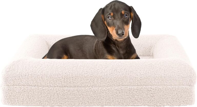 PETMAKER Orthopedic Pet Bed - 26in Small Dog Bed with Supportive Bolster, Nonslip Bottom, and Removable Washable Cover - Memory Foam Puppy Bed for Small Dogs and Cats - Dog Products (Cream)