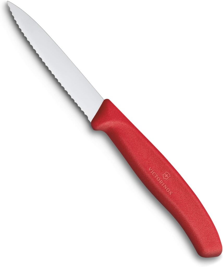 "Victorinox VIC-6.7631 Swiss Classic Paring 3"" Serrated Spear Point Blade 5/8"" width at handle Red", multicolor, m