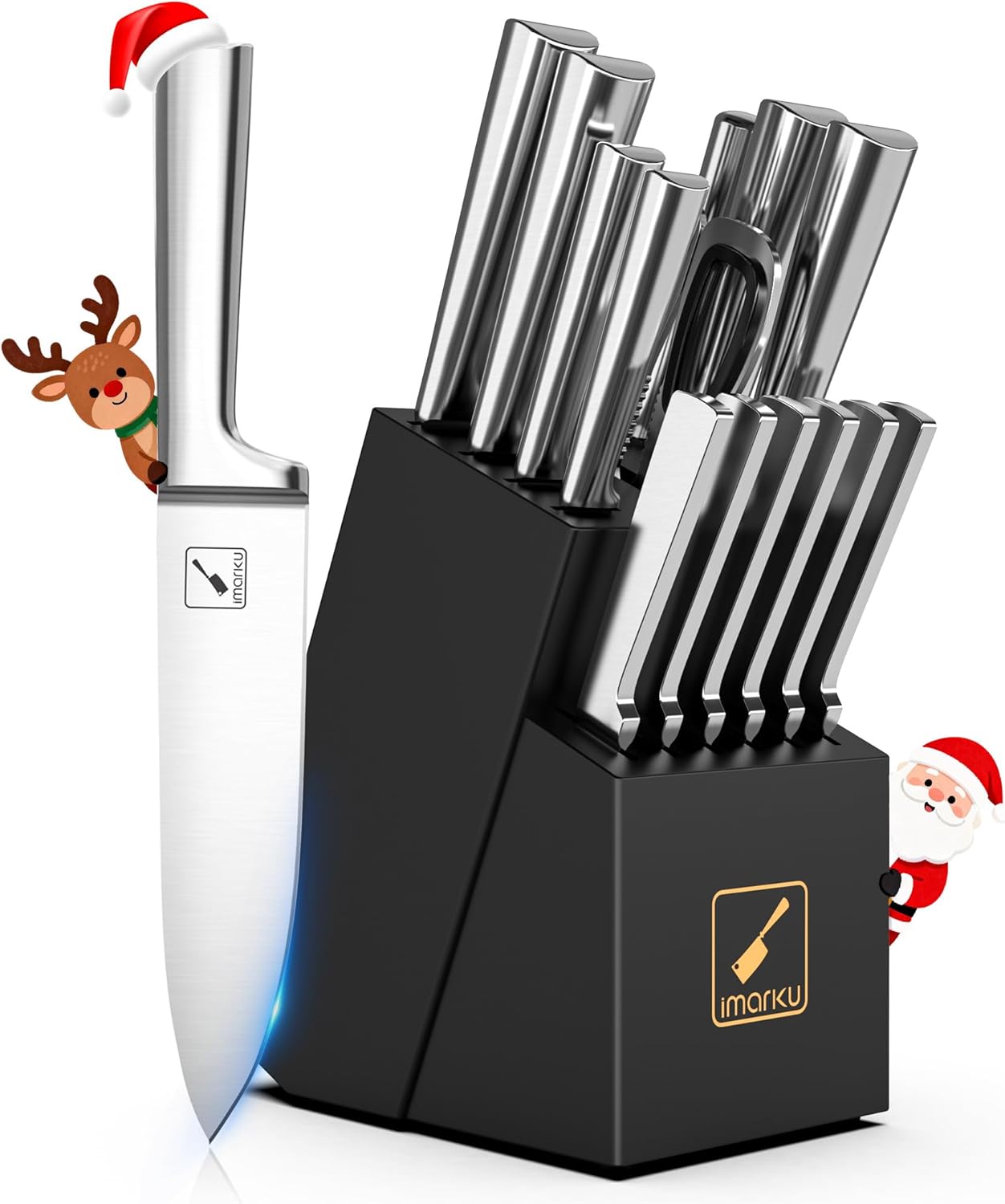 imarku Knife Set - 15PCS Kitchen Knife Set Japanese High Carbon Stainless Steel Knives Set for Kitchen, Dishwasher Safe Ultra Sharp Professional Chef Well Balance Knife Block Set, Black imarku Knife Set - 15PCS Kitchen Knife Set Japanese High Carbon Stainless Steel Knives Set for Kitchen, Dishwasher Safe Ultra Sharp Professional Chef Well Balance Knife Block Set, Black