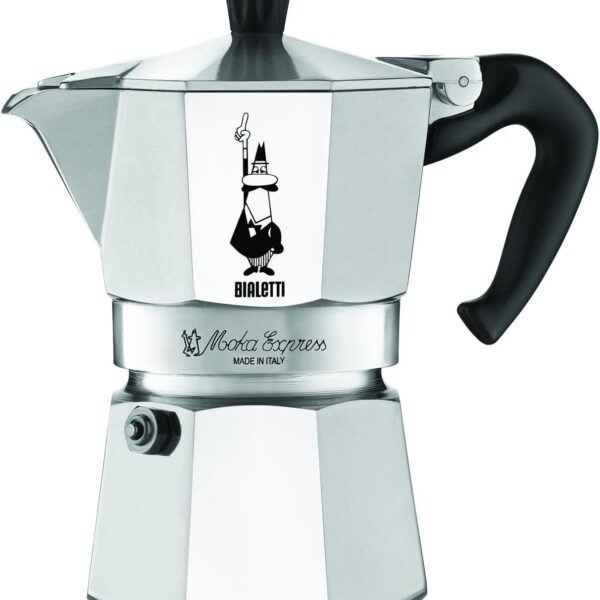 Bialetti - Moka Express: Iconic Stovetop Espresso Maker, Makes Real Italian Coffee, Moka Pot 3 Cups (4.3 Oz - 130 Ml), Aluminium, Silver