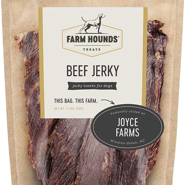 Farm Hounds - Beef Jerky - Premium Natural Jerky for Dogs - Made from 100% Humanely Raised Cattle - Break-to-Size - Great for Training & Treats - No Added Fillers - Made in USA - 3.5 oz - 1 Pack
