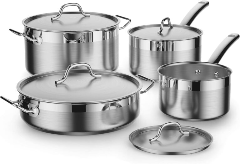 Cooks Standard Kitchen Cookware Sets Stainless Steel, Professional Pots and Pans Include Saucepan, Saut Pan, Stockpot with Lids, 8-Piece, Silver