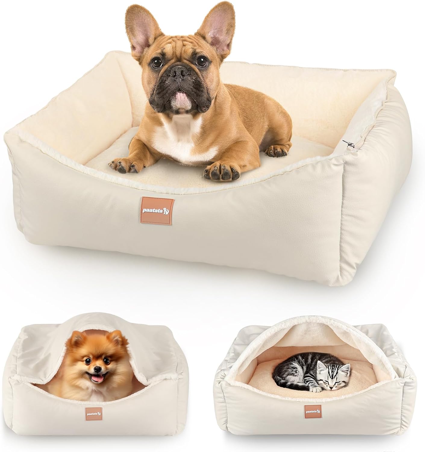 Calming Dog Bed for Medium Dogs,All-Season Leather,Non-Slip One-Key Detachable Washable Dog Bed for Small Dogs Cat Pet Beds with Sides and Cover (White, Medium) Calming Dog Bed for Medium Dogs,All-Season Leather,Non-Slip One-Key Detachable Washable Dog Bed for Small Dogs Cat Pet Beds with Sides and Cover (White, Medium)
