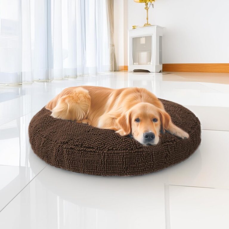 Muddy Mat Cloud K-9 Bed for Dogs & Cats, Soft & Relaxing Donut Dog Bed, Chenille Material, Removable Cover, Washable & Dryer SafeBrown Large(40'x40')