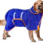 Bienbee Dog Bathrobe, Quick Drying Super Absorbent Dog Robes for After Bath, Warm Keeping Dogs Towel, Dogs Bath Supplies, Dark Blue XL