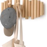 Umbra Picket Wall-Mounted Coat Rack Rail Hook with 5 Retractable Wood Pegs  Modern, Space-Saving Storage Organizer, Natural