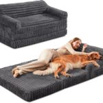 INVENHO Foldable Human Dog Bed, Orthopedic Egg-Crate Memory Foam Human Sized Dog Bed for Adult with Washable Removable Cover & Nonskid Bottom