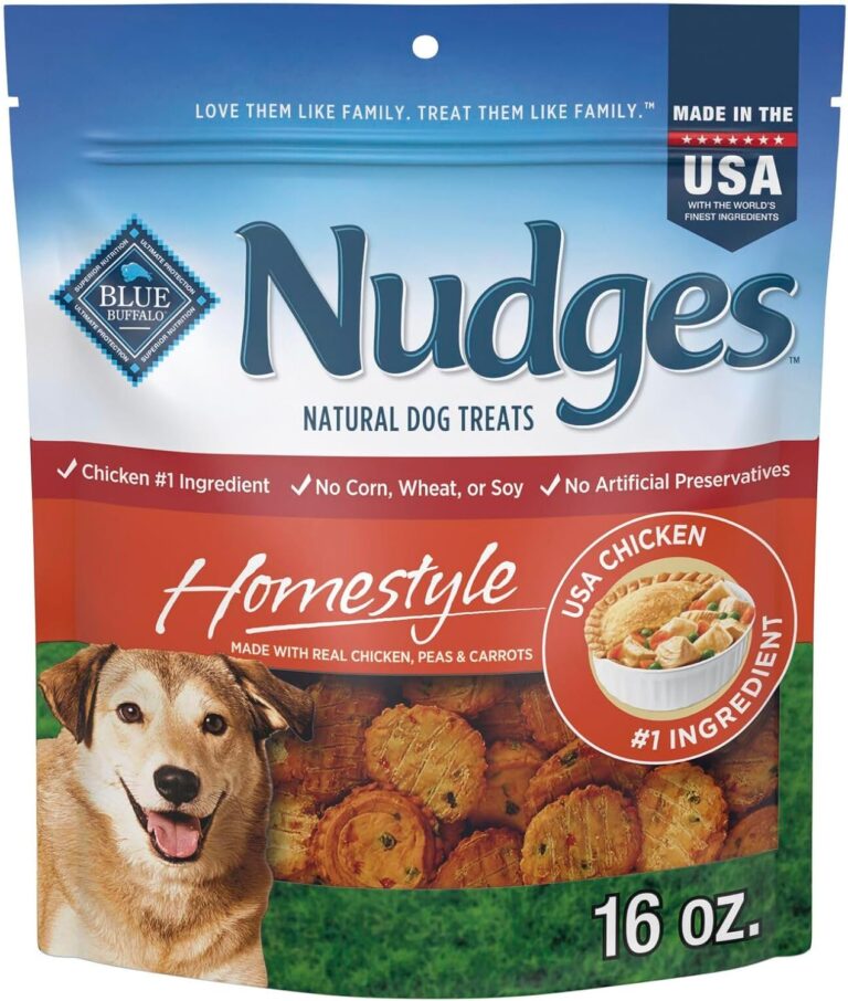 Blue Buffalo Nudges Homestyle Natural Dog Treats, Made in the USA with Real Chicken, Peas, and Carrots, 16-oz. Bag