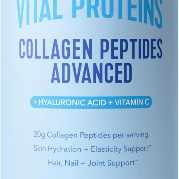 Vital Proteins Collagen Peptides Powder Advanced with Hyaluronic Acid & Vitamin C, Collagen Supplements, Unflavored, 12 Servings