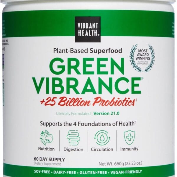 Vibrant Health, Green Vibrance, Vegan Superfood Powder, Boost Energy, 60 Servings