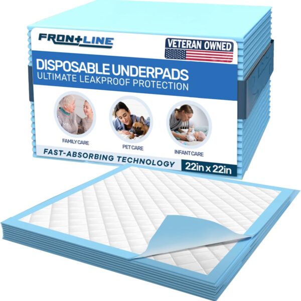 Puppy Pee Pads 22" x 22" 80 Pack, Ultra Absorbent Leakproof Potty Pads for Puppies, Small Dogs, and Cats, Heavy-Duty, Fast-Drying, Wee Wee Pads for Indoor Training and Crates by FRONTLINE