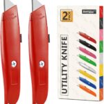 DIYSELF 2Pack Utility Knife Box Cutter Retractable Razor Blade Heavy Duty Box Cutters Knife PVC Pipe Cutter (Red)