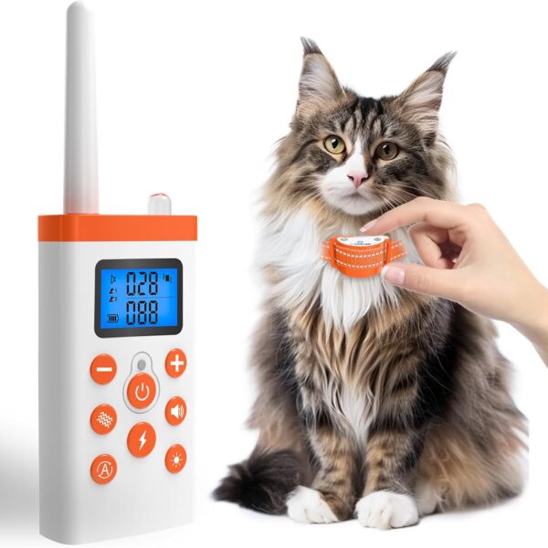 2-in-1 Mini Cat Shock Collar, Tiniest Shock Collar for Cats with Beep Vibration Shock & Auto Stop Meowing 4 Modes, 2300ft Cat Training Collar with Remote Effective for Bad Behavior IP67 Waterproof