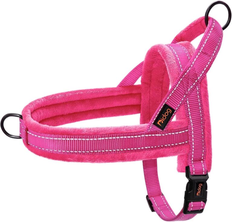 Didog Soft Flannel Padded Dog Vest Harness, No Pull/Quick Fit Reflective Dog Strap Harness, Easy for Training Walking (M:Chest 21-26", Hot Pink)