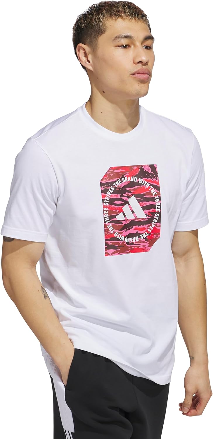 Adidas Mens Camouflage Shape Graphic T-Shirt