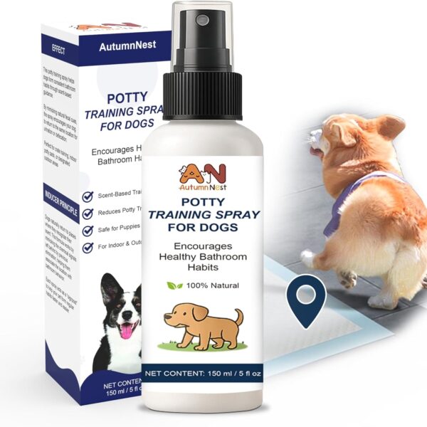 Potty Training Spray for Dogs 5 fl oz /150ml Dog Pee Training Aid for Puppies & Adults Dogs Helps Guide Dog to Pee Pads or Designated Areas Safe Plant-Based Attractant for Indoor & Outdoor Use
