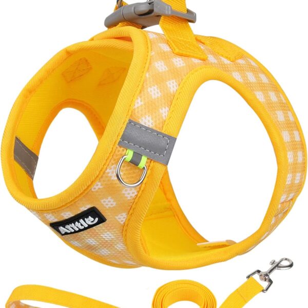 AIITLE Breathable Mesh Dog Vest Harness, No Pull Escape Proof Vest Harnesses with Reflective Bands, Adjustable Plaid Pet Outdoor Harnesses for Small and Medium Dogs Yellow M