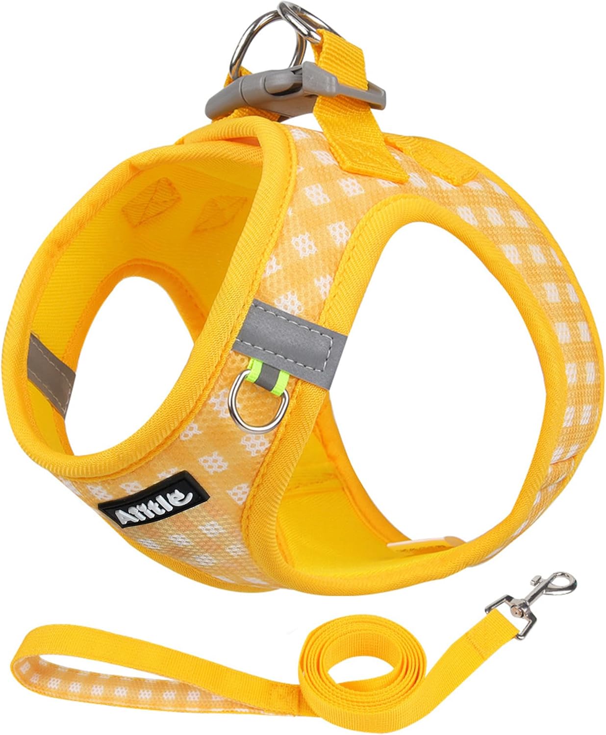 AIITLE Breathable Mesh Dog Vest Harness, No Pull Escape Proof Vest Harnesses with Reflective Bands, Adjustable Plaid Pet Outdoor Harnesses for Small and Medium Dogs Yellow M AIITLE Breathable Mesh Dog Vest Harness, No Pull Escape Proof Vest Harnesses with Reflective Bands, Adjustable Plaid Pet Outdoor Harnesses for Small and Medium Dogs Yellow M